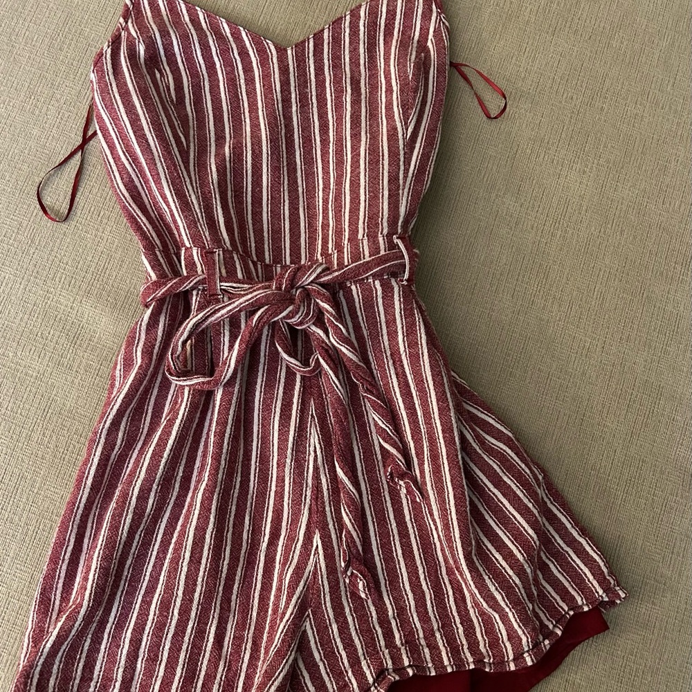 Striped Red and White Romper